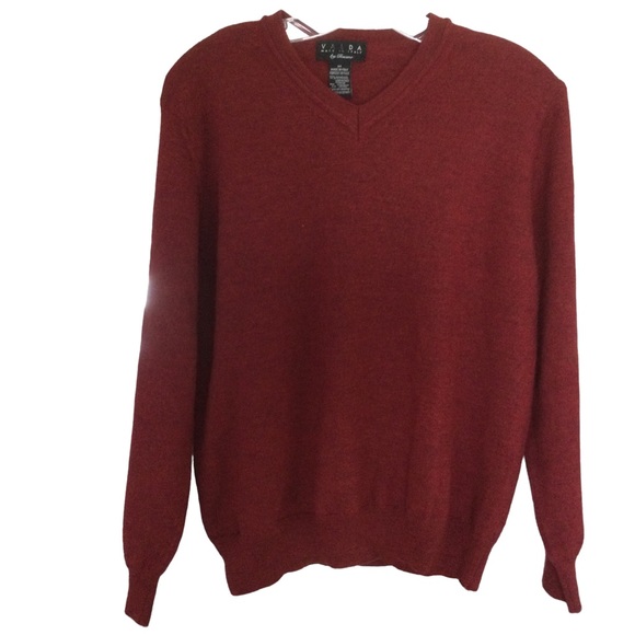 Valda 100% Merino Wool V-Neck Burgundy Sweater Size Medium - Picture 2 of 10